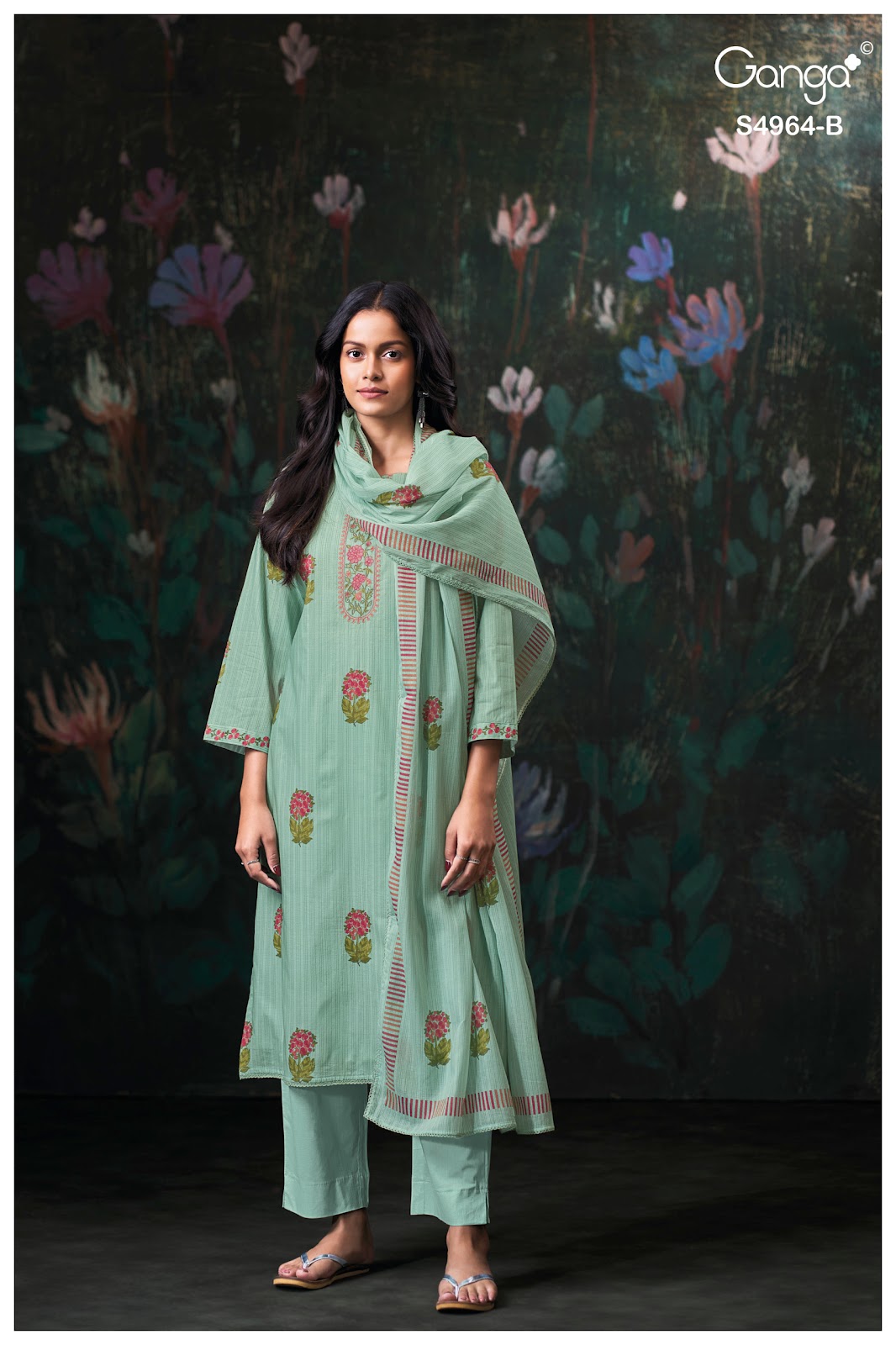 Deyza S4964 Ganga Cotton Plazzo Style Suits Supplier India