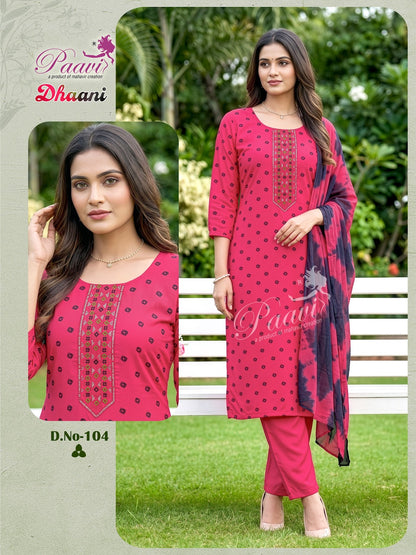 Dhaani Paavi Readymade Pant Style Suits Wholesale Price