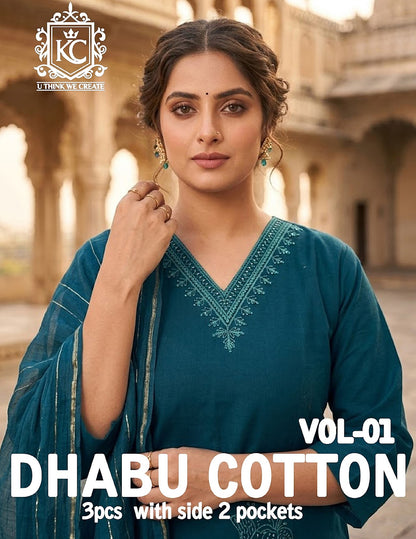 Dhabu Cotton Vol 1 Kcf Readymade Pant Style Suits Exporter