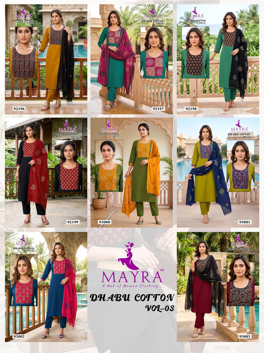 Dhabu Cotton Vol 3 Mayra Readymade Pant Style Suits Supplier Gujarat