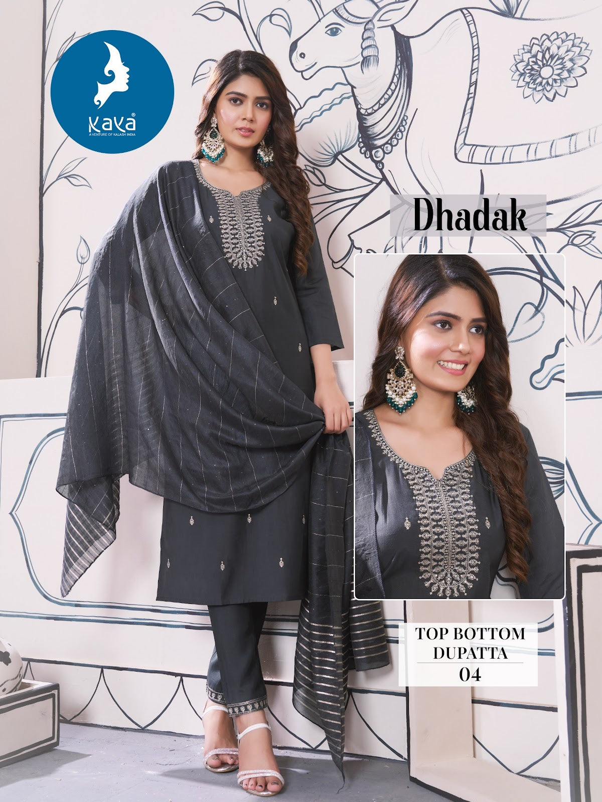 Dhadak Kaya Roman Silk Readymade Pant Style Suits Wholesaler India
