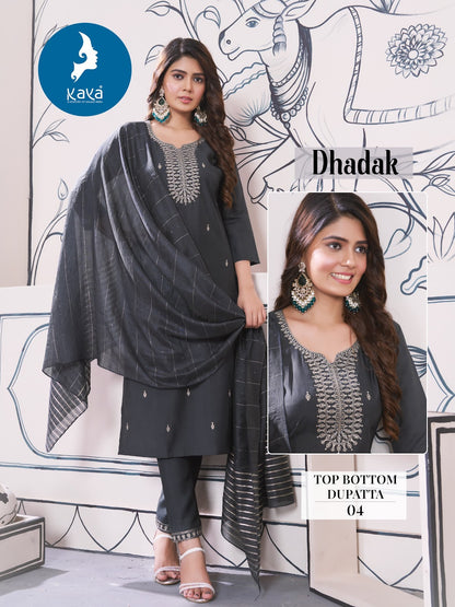 Dhadak Kaya Roman Silk Readymade Pant Style Suits Wholesaler India