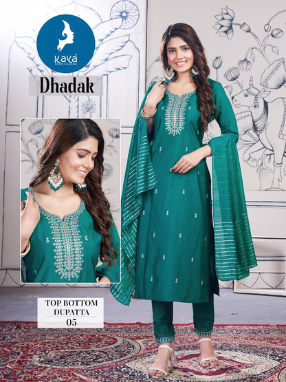 Dhadak Kaya Roman Silk Readymade Pant Style Suits Wholesaler India