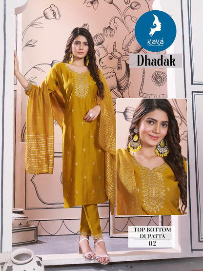 Dhadak Kaya Roman Silk Readymade Pant Style Suits Wholesaler India
