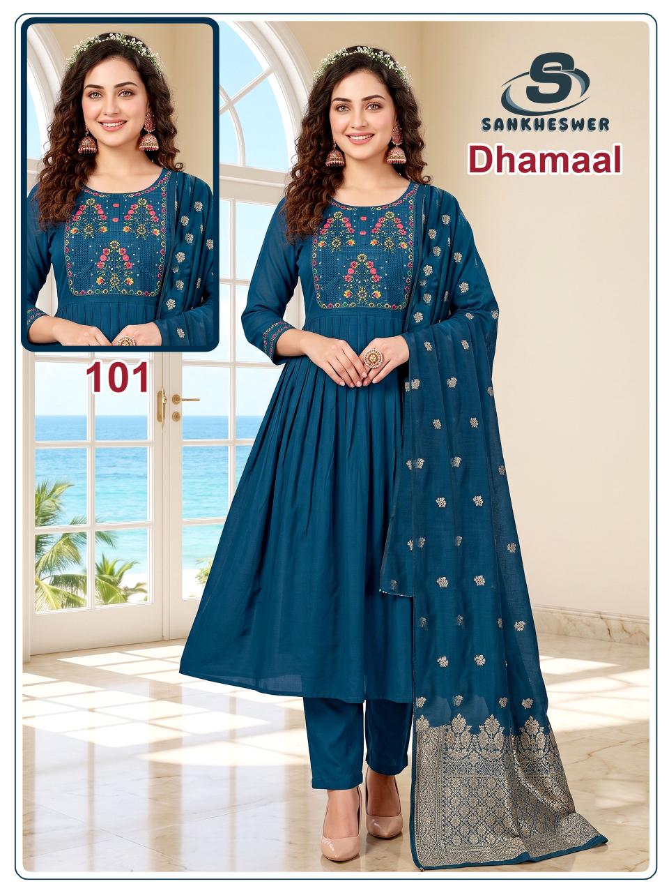 Dhamaal Sankheswer Chanderi Readymade Anarkali Suits Supplier Gujarat