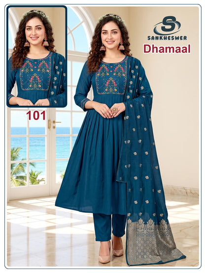 Dhamaal Sankheswer Chanderi Readymade Anarkali Suits Supplier Gujarat