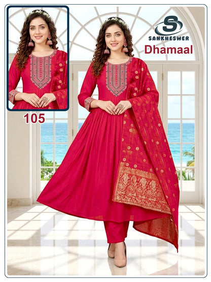Dhamaal Sankheswer Chanderi Readymade Anarkali Suits Supplier Gujarat