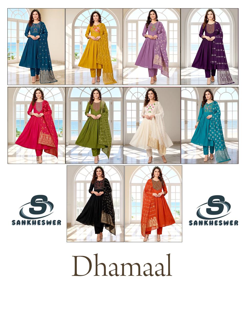 Dhamaal Sankheswer Chanderi Readymade Anarkali Suits Supplier Gujarat