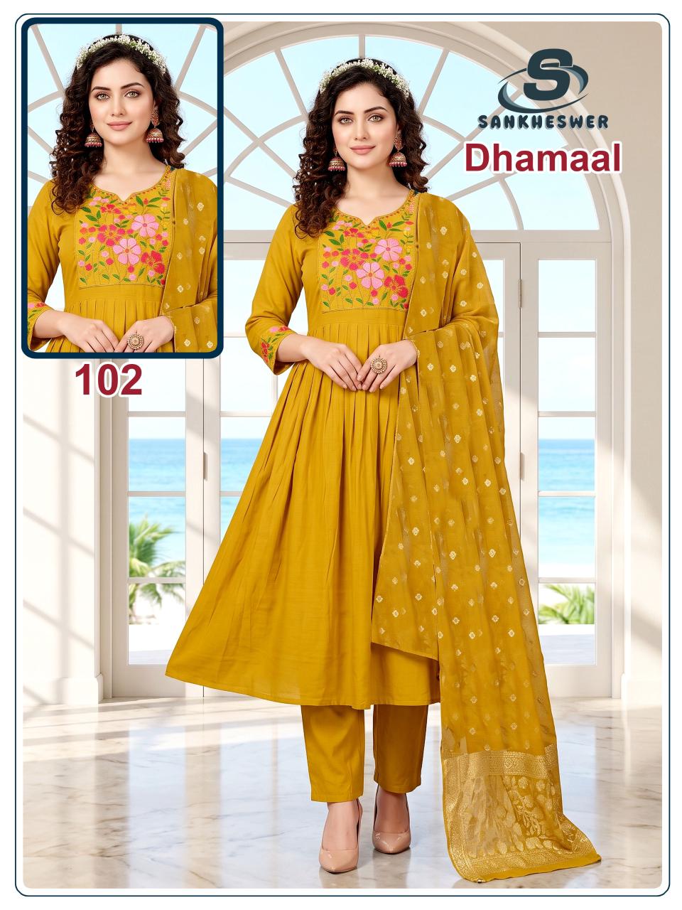 Dhamaal Sankheswer Chanderi Readymade Anarkali Suits Supplier Gujarat