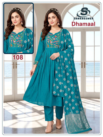 Dhamaal Sankheswer Chanderi Readymade Anarkali Suits Supplier Gujarat