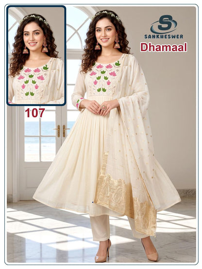 Dhamaal Sankheswer Chanderi Readymade Anarkali Suits Supplier Gujarat