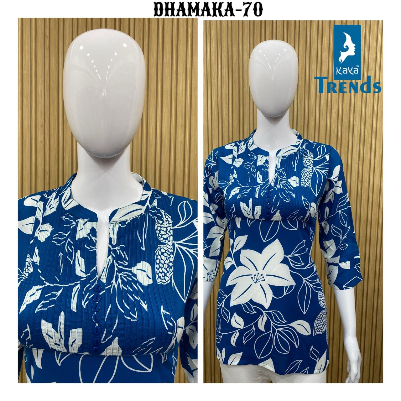Dhamaka 65-74 Kaya Rayon Short Kurtis Supplier India
