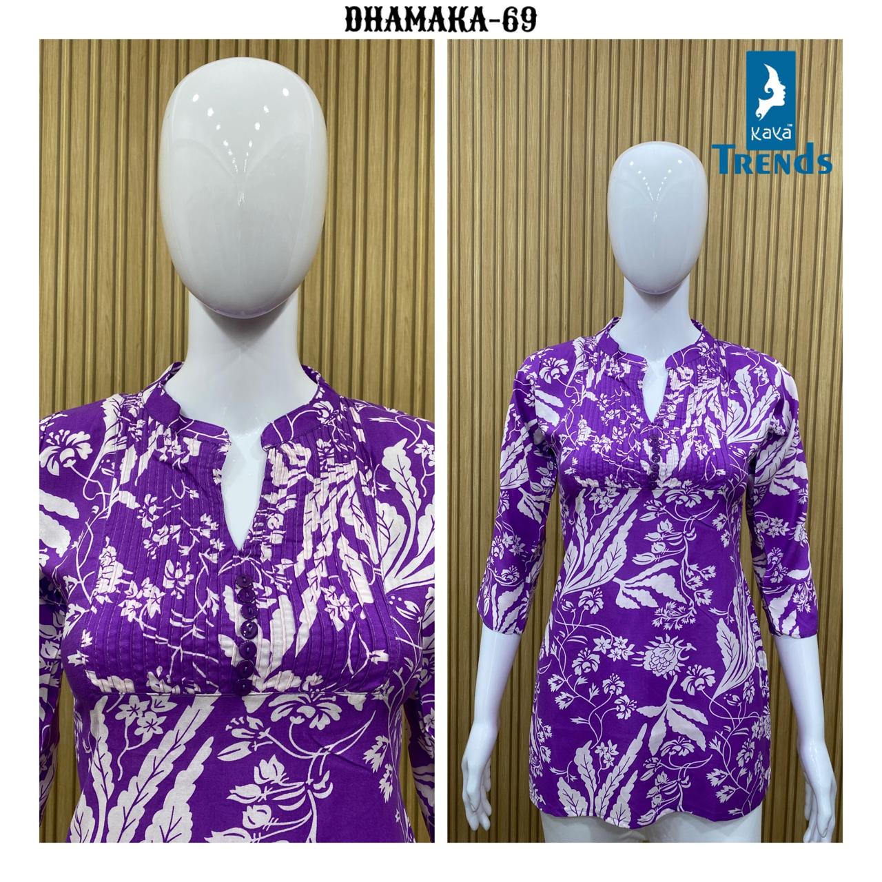 Dhamaka 65-74 Kaya Rayon Short Kurtis Supplier India