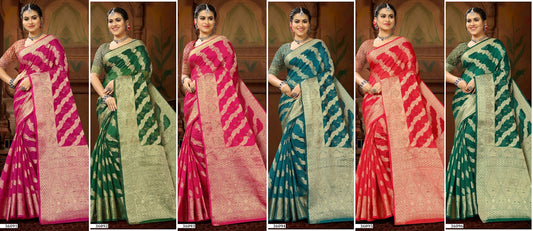 Dhamal Vol 3 Lifestyle Organza Sarees Exporter Ahmedabad