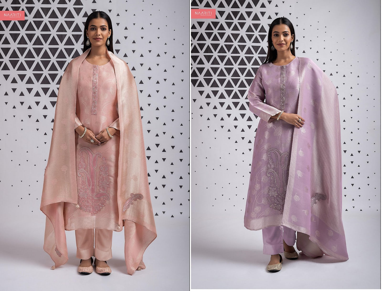 Dhaniq Naariti Silk Jacquard Pant Style Suits Wholesaler