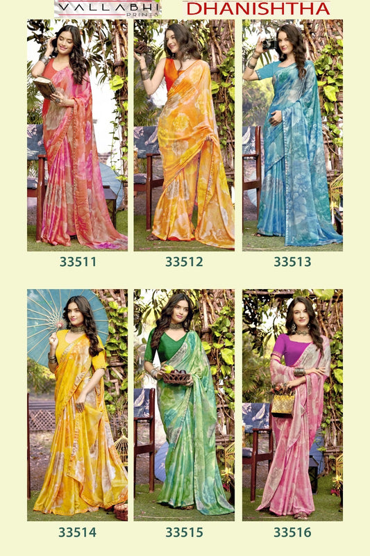 Dhanishtha Vallabhi Prints Brasso Sarees Wholesale