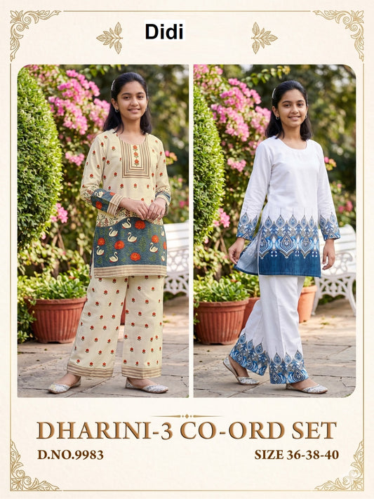 Dharini 3 Dn 9983 Didi Rayon Slub Girls Co Ord Set Wholesale Rate