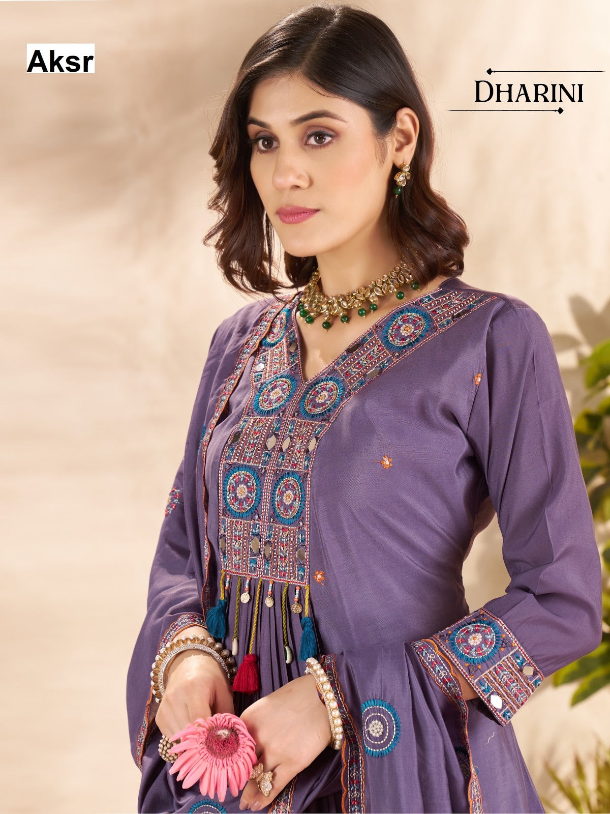 dharini aksr roman silk readymade plazzo style suits manufacturer gujarat