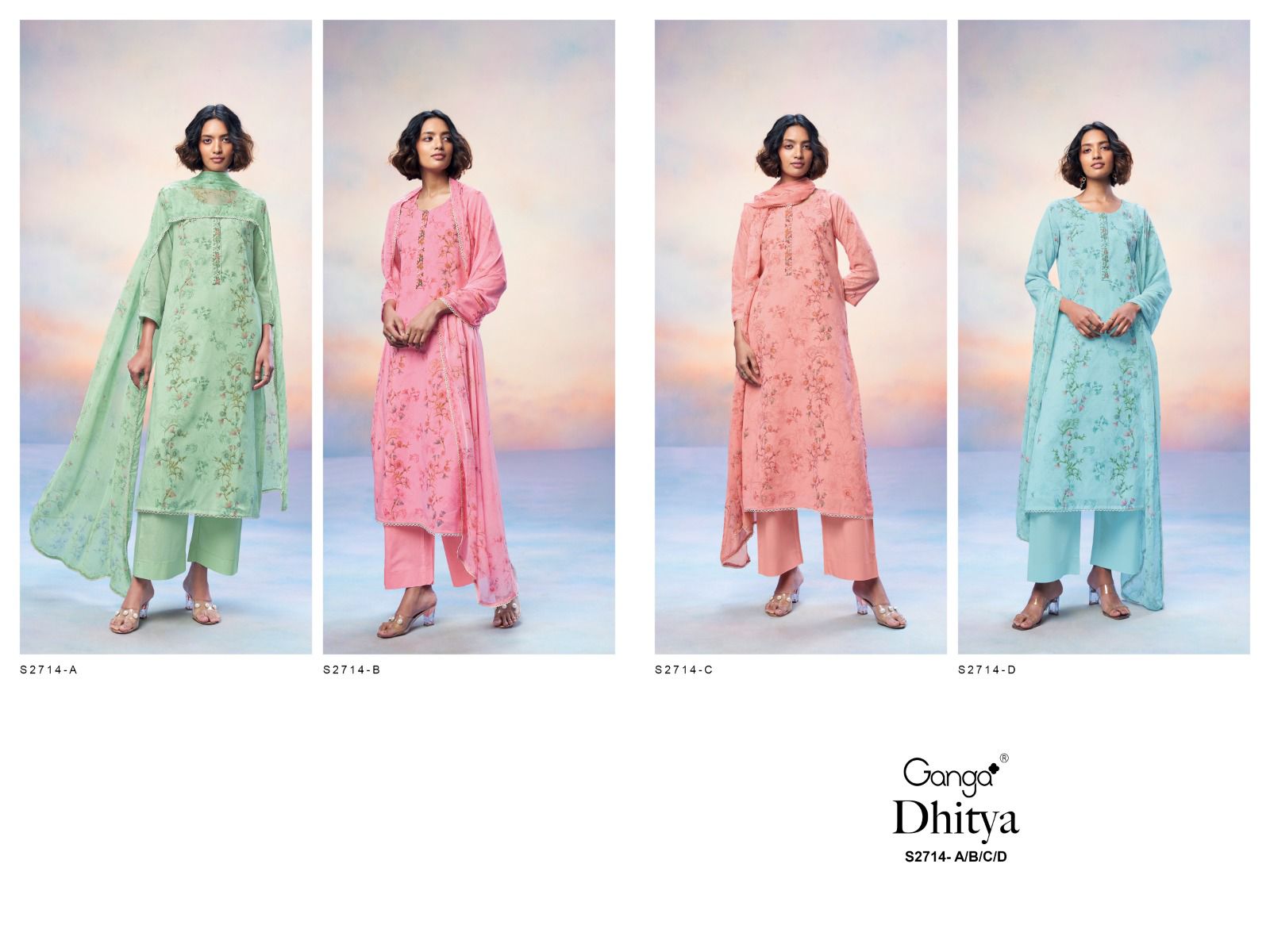 Dhitya 2714 Ganga Voile Plazzo Style Suits Manufacturer