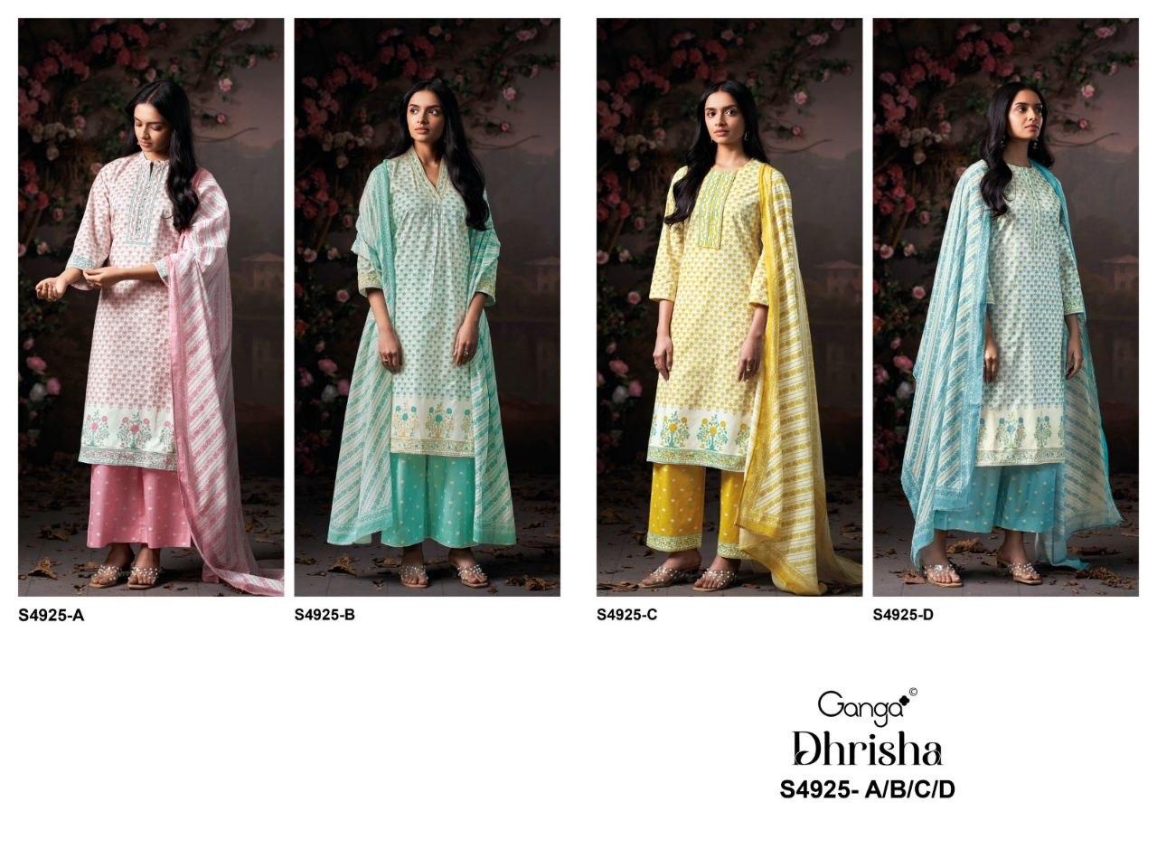 Dhrisha S4925 Ganga Cotton Pant Style Suits Supplier India