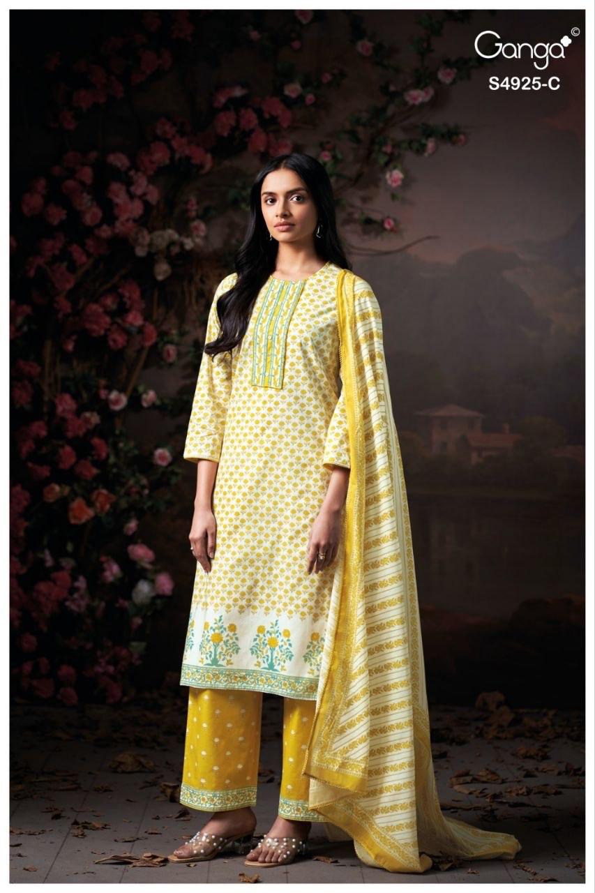 Dhrisha S4925 Ganga Cotton Pant Style Suits Supplier India