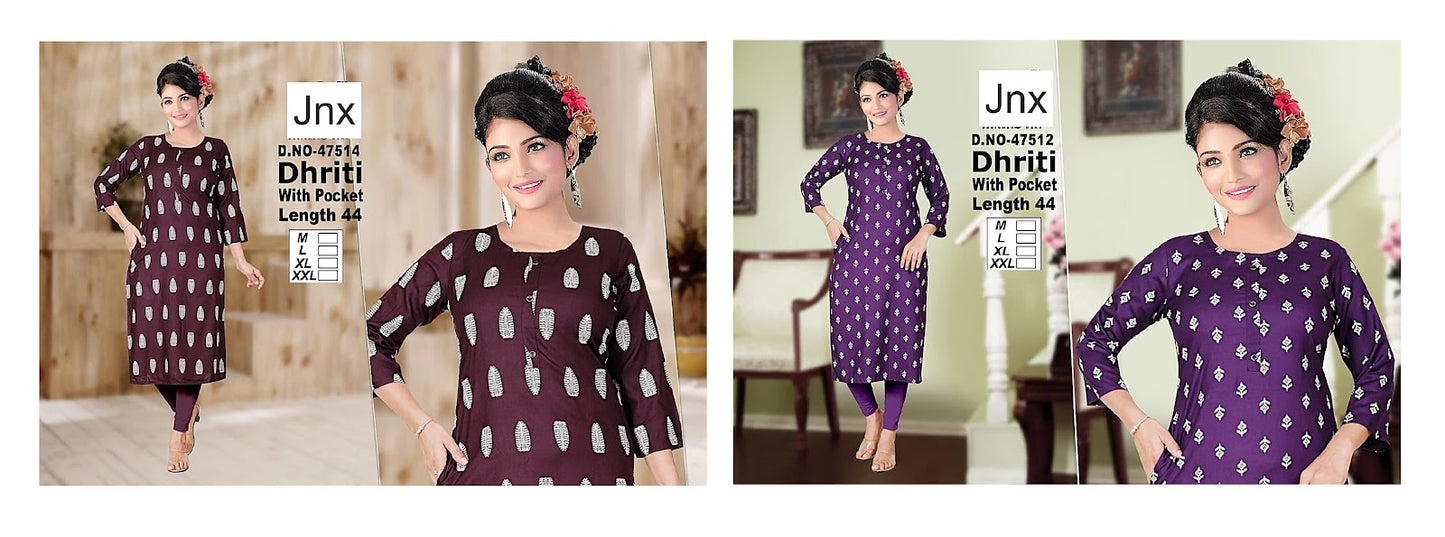 Dhriti 191125 Jnx Straight Cut Kurtis Exporter Gujarat