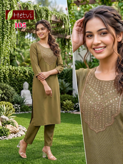 Dhruvi Hetvi Reyon Knee Length Kurtis Exporter India
