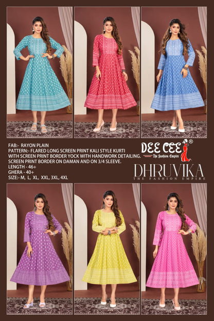 Dhruvika Deecee Rayon Anarkali Kurtis Supplier India