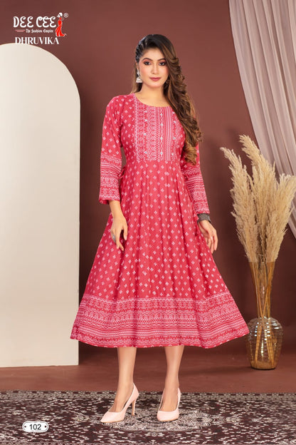 Dhruvika Deecee Rayon Anarkali Kurtis Supplier India