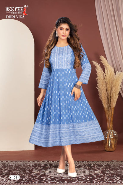 Dhruvika Deecee Rayon Anarkali Kurtis Supplier India