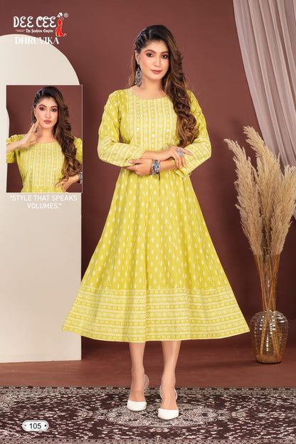 Dhruvika Deecee Rayon Anarkali Kurtis Supplier India