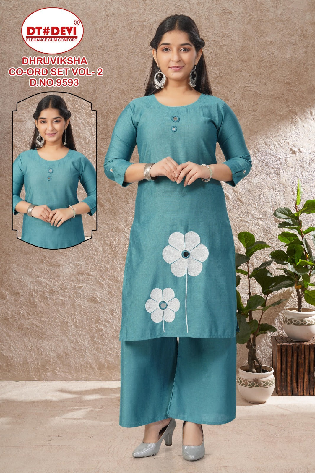 Dhruviksha Vol 2 9593 Dt Devi Vetican Girls Co Ord Set Wholesaler