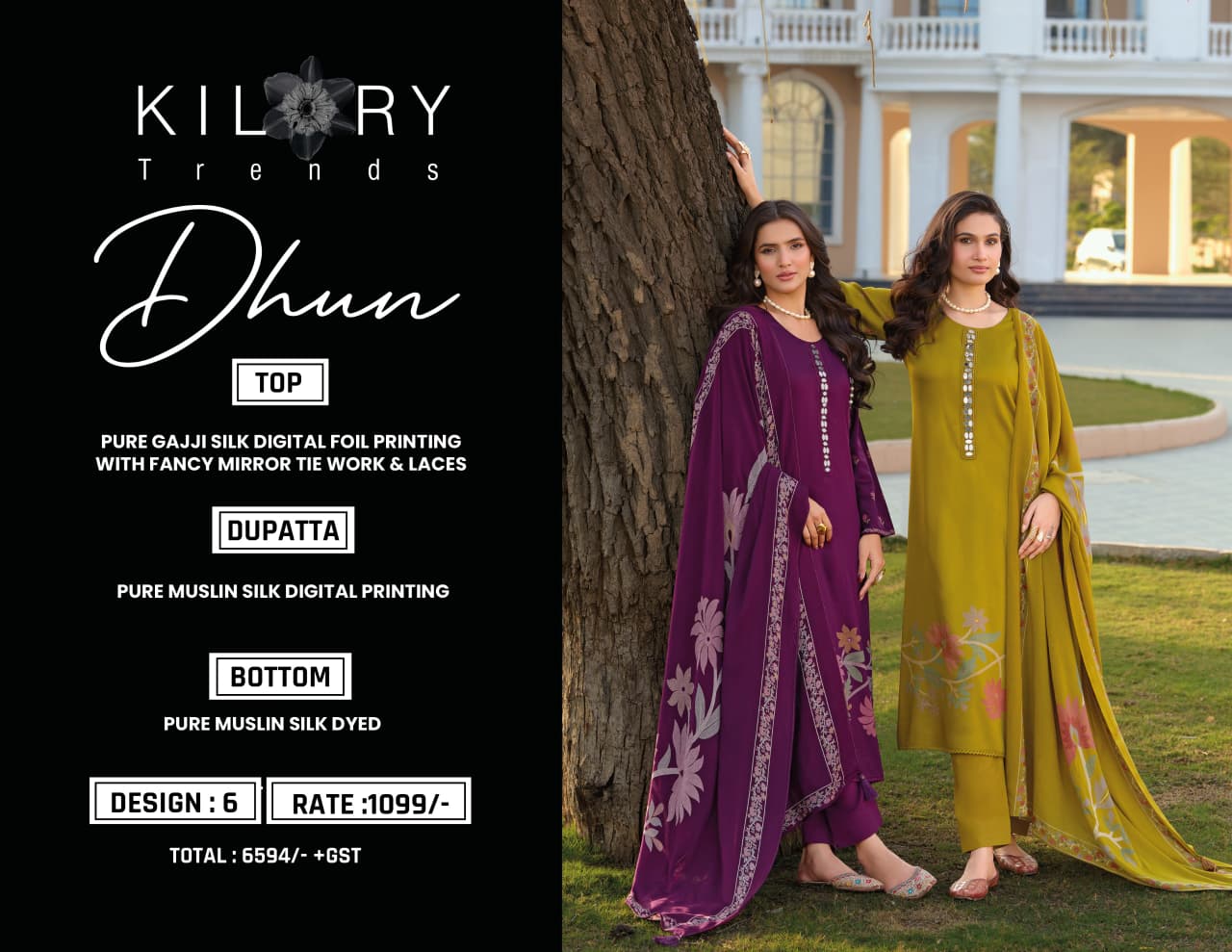 Dhun Kilory Gaji Silk Pant Style Suits Wholesale