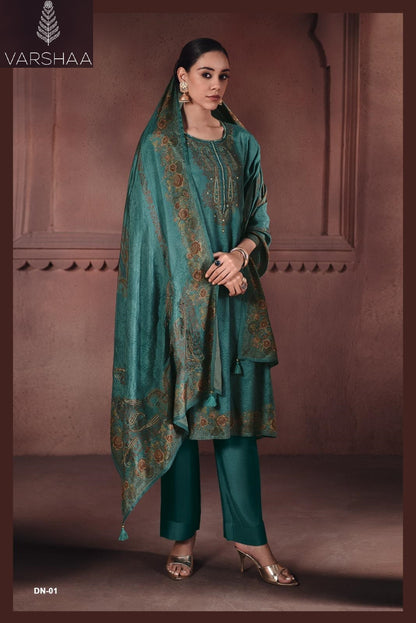 Dhun Varshaa Viscose Muslin Plazzo Style Suits Wholesale Price