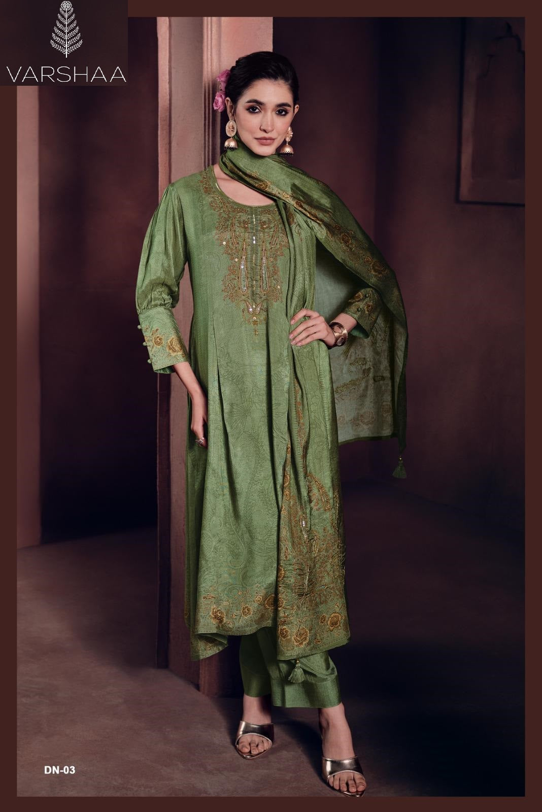 Dhun Varshaa Viscose Muslin Plazzo Style Suits Wholesale Price