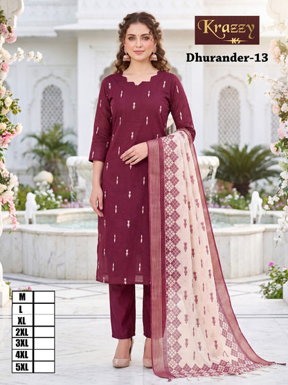Dhurander Krazzy Kanha Raw Silk Readymade Pant Style Suits Wholesaler India