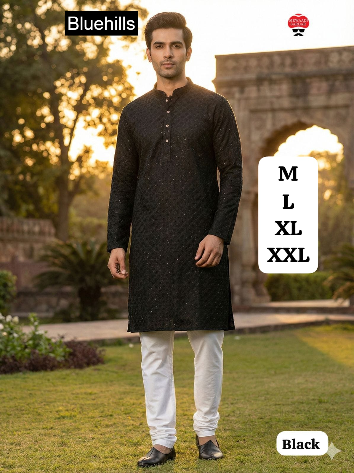 Dhurandhar Bluehills Silk Mens Kurta Pajama Wholesaler Gujarat