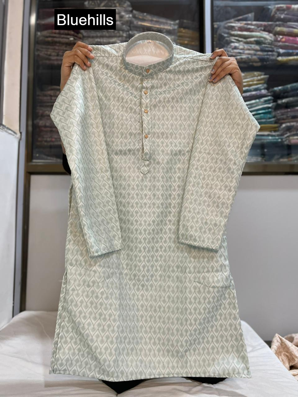 Dhurandhar Bluehills Silk Mens Kurta Pajama Wholesaler Gujarat