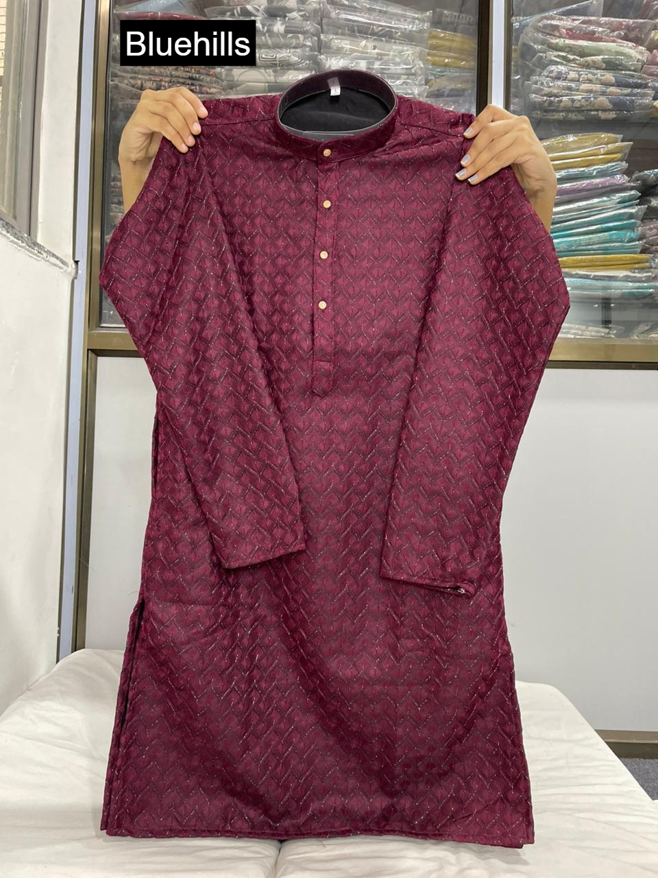 Dhurandhar Bluehills Silk Mens Kurta Pajama Wholesaler Gujarat