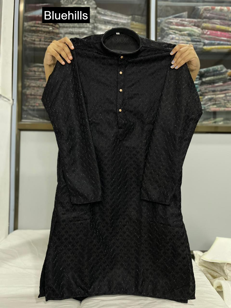 Dhurandhar Bluehills Silk Mens Kurta Pajama Wholesaler Gujarat