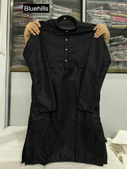 Dhurandhar Bluehills Silk Mens Kurta Pajama Wholesaler Gujarat