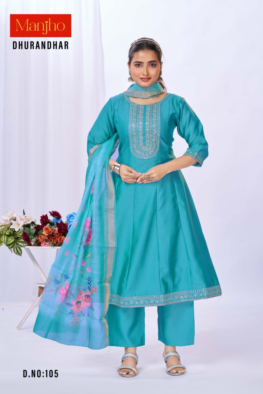 Dhurandhar Manjho Berlin Readymade Anarkali Suits Wholesaler India