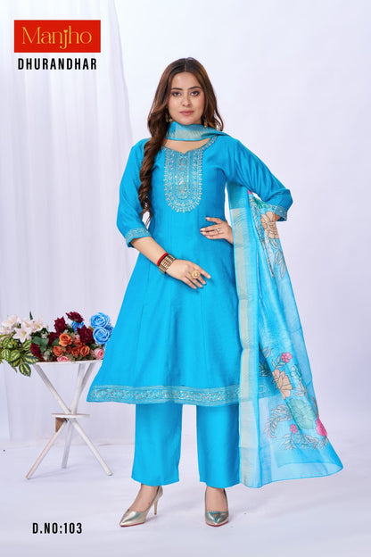 Dhurandhar Manjho Berlin Readymade Anarkali Suits Wholesaler India