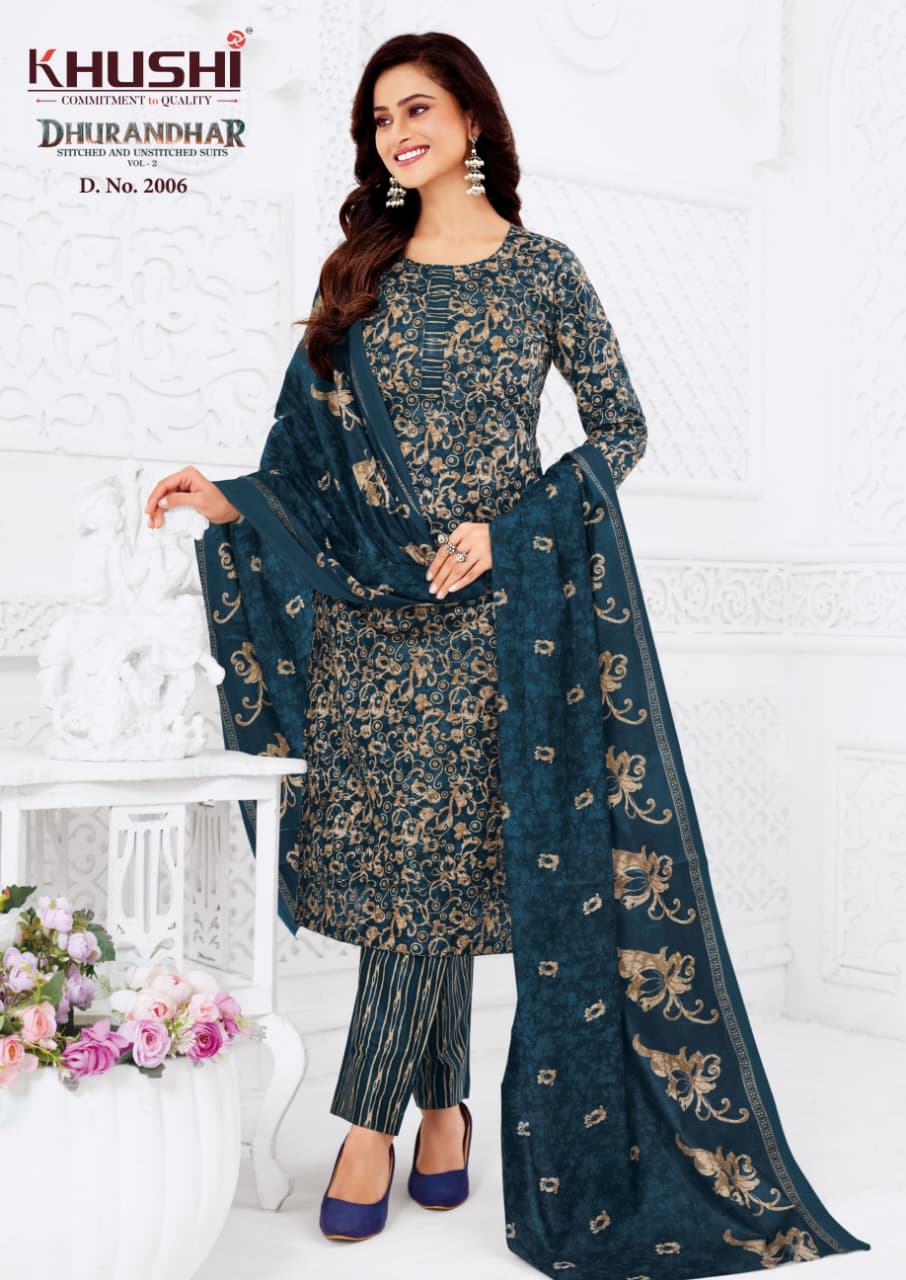 Dhurandhar Vol 2 Khushi Readymade Cotton Pant Suits Supplier Ahmedabad