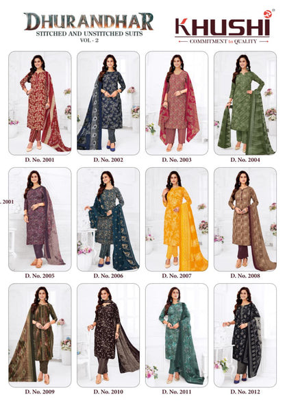 Dhurandhar Vol 2 Khushi Readymade Cotton Pant Suits Supplier Ahmedabad