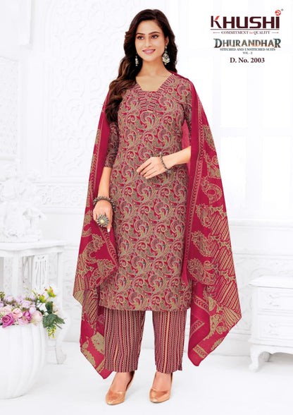 Dhurandhar Vol 2 Khushi Readymade Cotton Pant Suits Supplier Ahmedabad