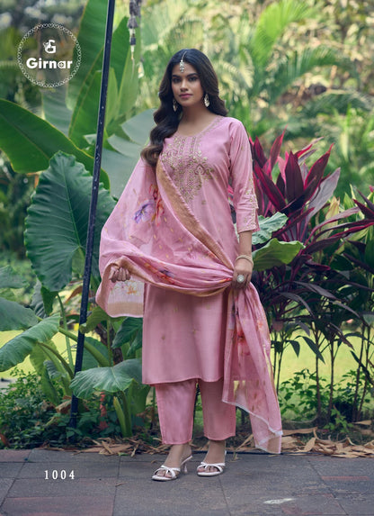 Dhvani Vol 1 Girnar Roman Silk Readymade Pant Style Suits Manufacturer Gujarat