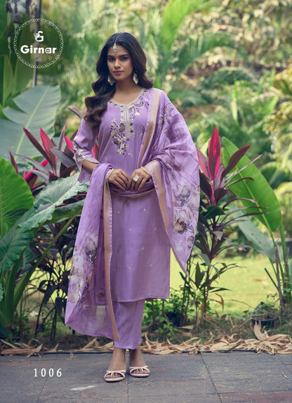 Dhvani Vol 1 Girnar Roman Silk Readymade Pant Style Suits Manufacturer Gujarat