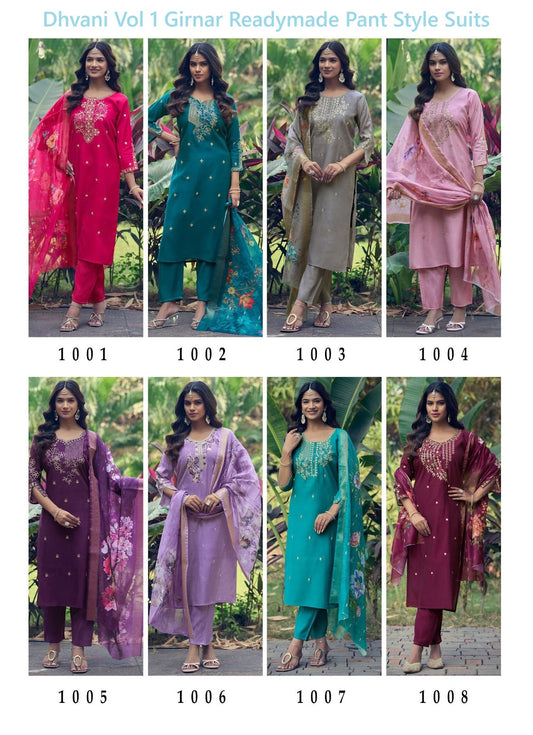 Dhvani Vol 1 Girnar Roman Silk Readymade Pant Style Suits Manufacturer Gujarat