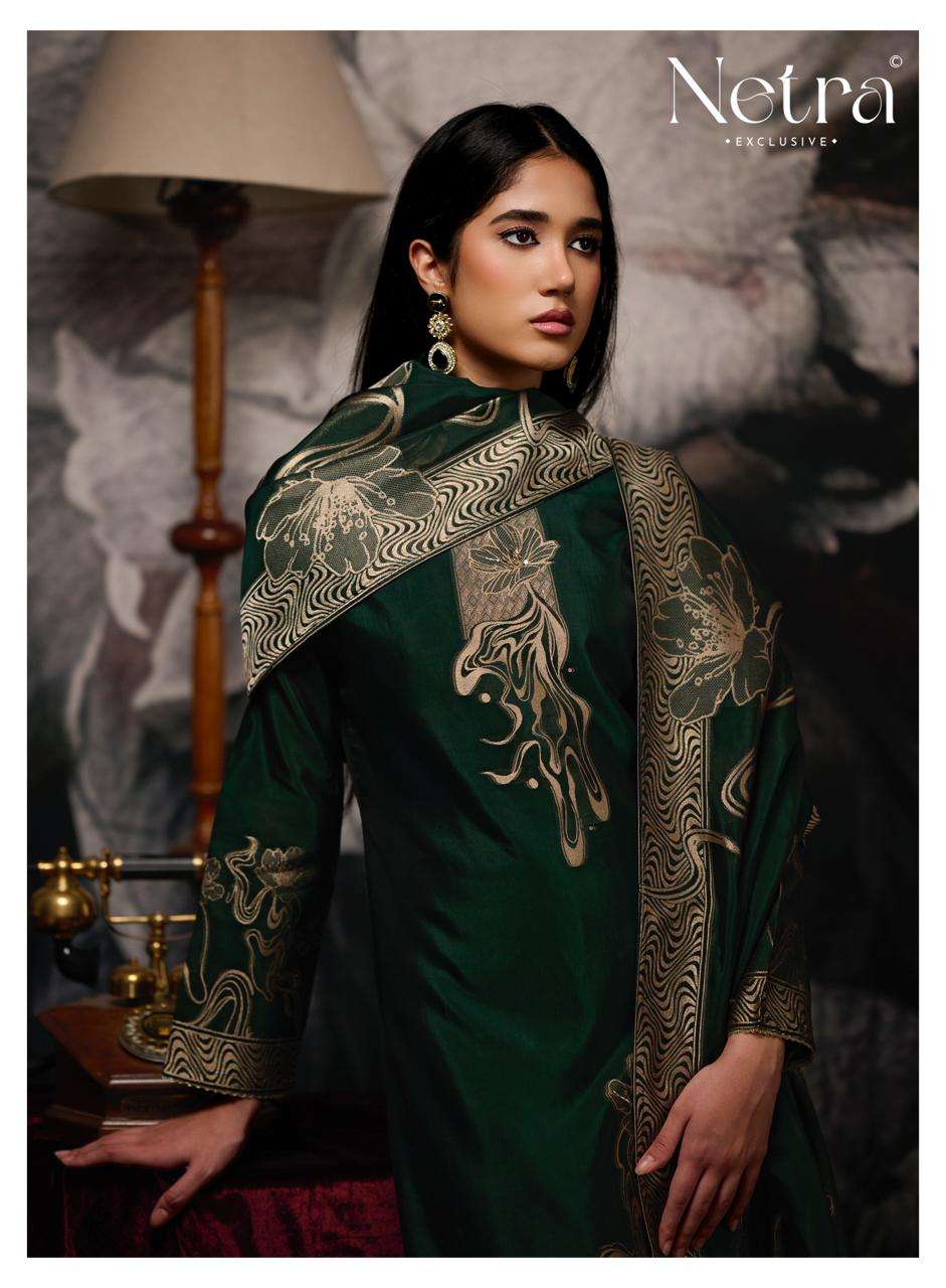 Dhwani Netra Woven Silk Pant Style Suits Wholesaler Gujarat